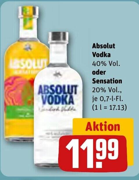 Absolut Vodka 40 Vol Oder Sensation 700ml Angebot Bei REWE