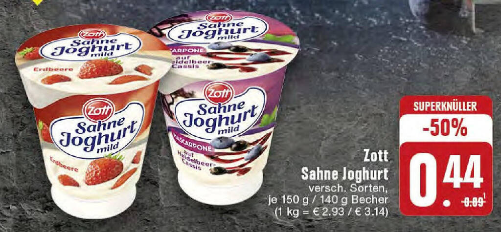 Zott Sahne Joghurt G G Becher Angebot Bei Edeka