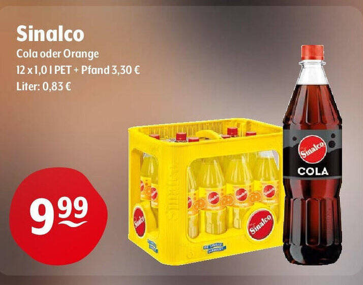 Sinalco Cola oder Orange 12 1L Angebot bei Getränke Hoffmann