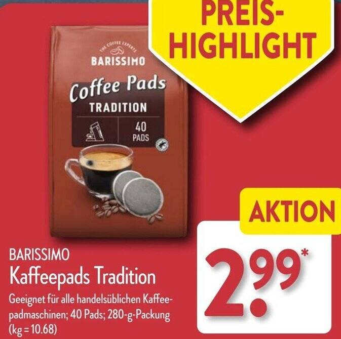 Barissimo Kaffeepads Tradition G Packung Angebot Bei Aldi Nord