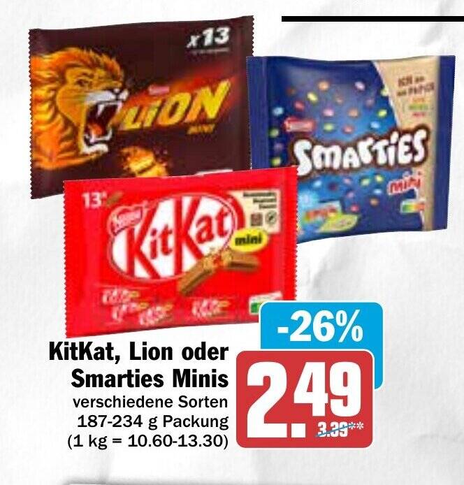 KitKat Lion Oder Smarties Minis 187 234 G Packung Angebot Bei Hit