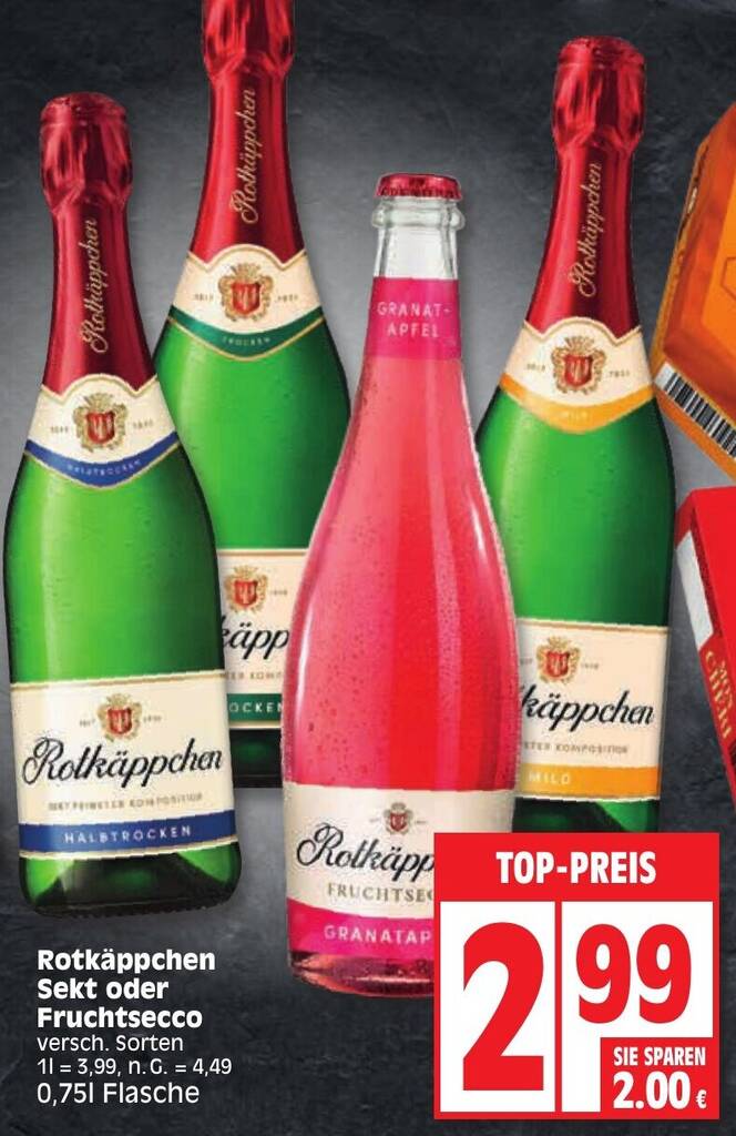 Rotk Ppchen Sekt Oder Fruchtsecco L Flasche Angebot Bei Edeka