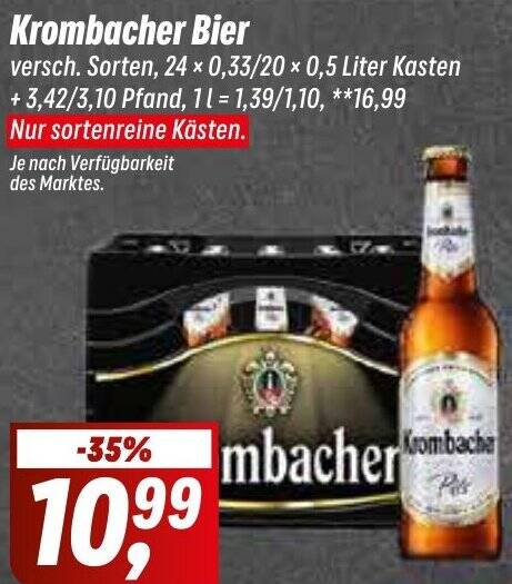 Krombacher Bier X X Liter Kasten Angebot Bei Simmel