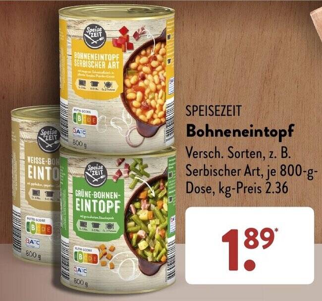 Speisezeit Bohneneintopf G Dose Angebot Bei Aldi S D