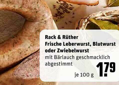 Rack Rüther Frische Leberwurst Blutwurst Oder Zwiebelwurst Angebot