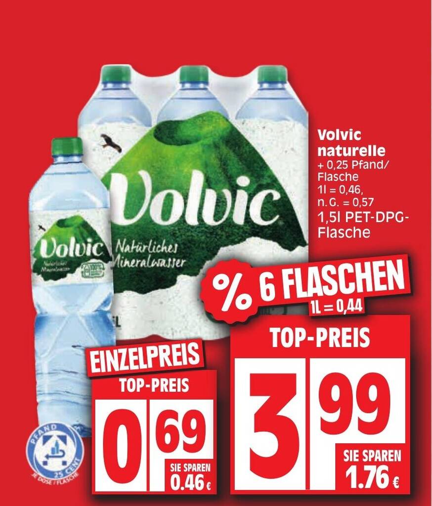 Volvic Naturelle Pet Dpg Flasche Angebot Bei Edeka