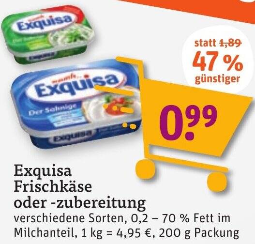 Exquisa Frischk Se Oder Zubereitung G Packung Angebot Bei Tegut