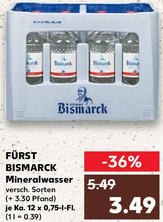 FÜRST BISMARCK Mineralwasser Ka 12x0 75 L Fl Angebot bei Kaufland