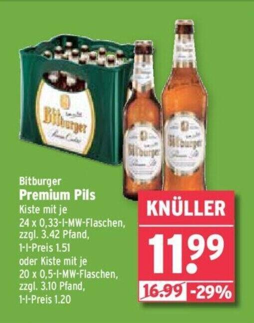 Bitburger Premium Pils Kiste Mit Je 24 X 0 33 1 MW Flaschen Oder Kiste