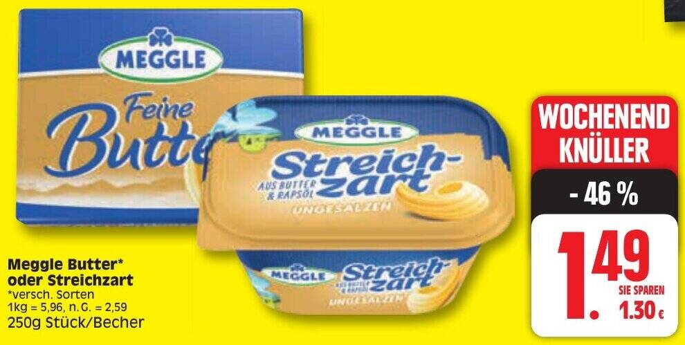 Meggle Butter Oder Streichzart G St Ck Becher Angebot Bei Edeka