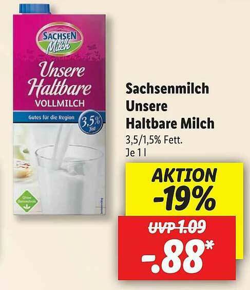 Sachsenmilch Unsere Haltbare Milch Angebot Bei Lidl