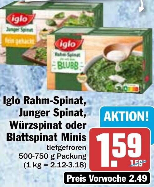 Iglo Rahm Spinat Junger Spinat W Rzspinat Oder Blattspinat Minis