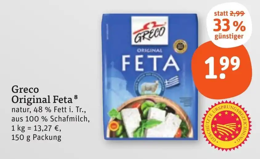 Greco Original Feta G Packung Angebot Bei Tegut