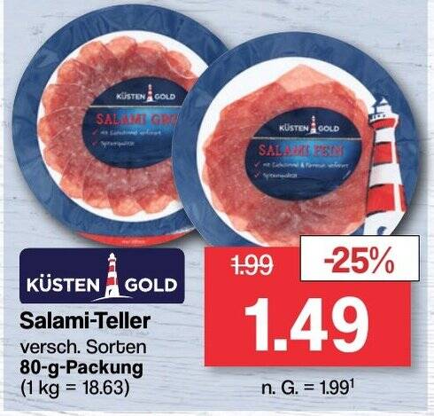 K Sten Gold Engo Salami Teller G Packung Angebot Bei Famila Nord West