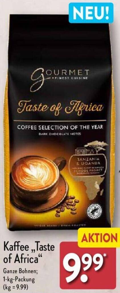 Gourmet Finest Cuisine Kaffee Taste Of Africa Kg Packung Angebot