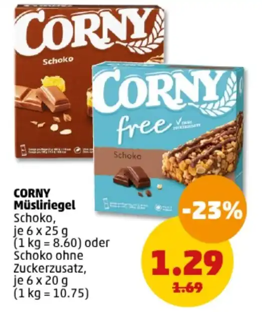 CORNY Müsliriegel Schoko 6 x 25 g oder Schoko ohne Zuckerzusatz 6 x 20