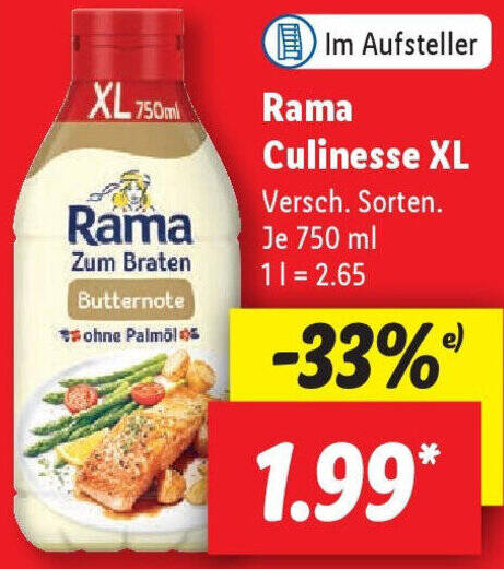 Rama Culinesse XL 750 Ml Angebot Bei Lidl