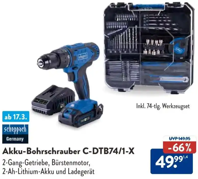 Scheppach Akku Bohrschrauber C DTB74 1 X Angebot bei Aldi Süd