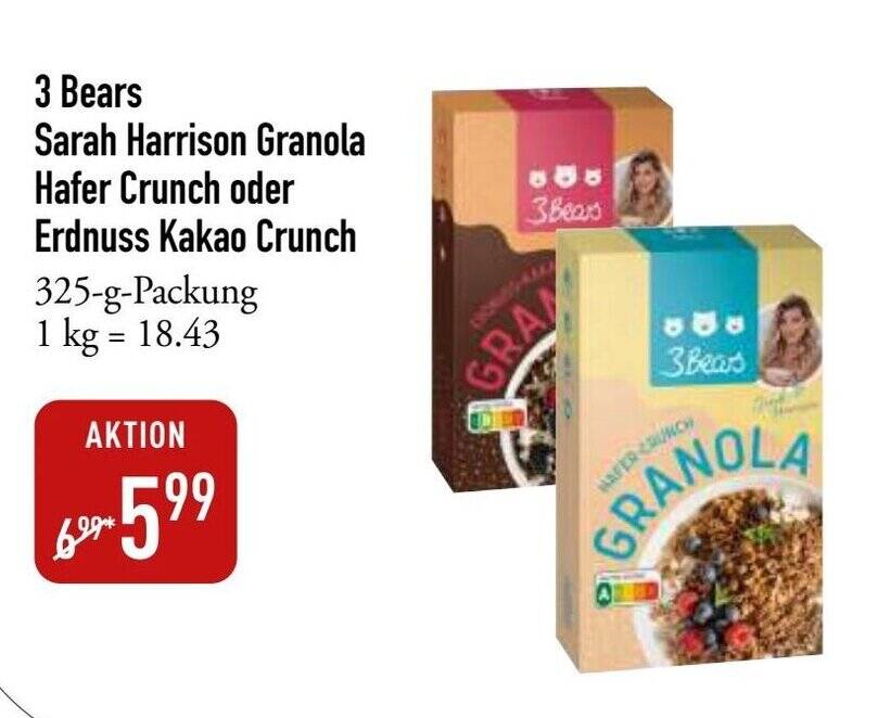 Bears Sarah Harrison Granola Hafer Crunch Oder Erdnuss Kakao Crunch