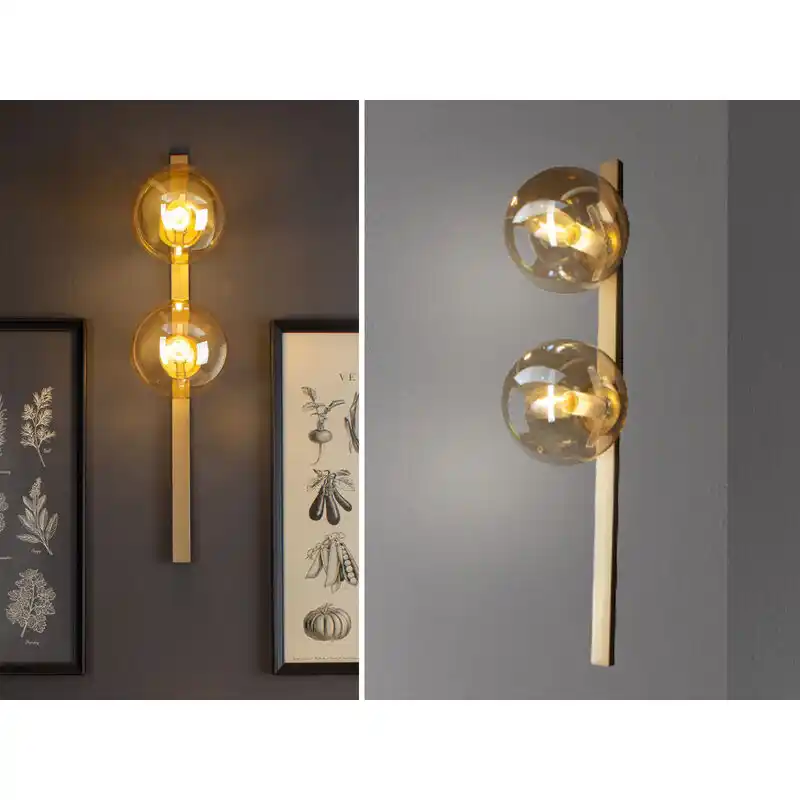 Au Ergew Hnliche Wandlampe Pluto Messing Flammig Glaskugel Amber