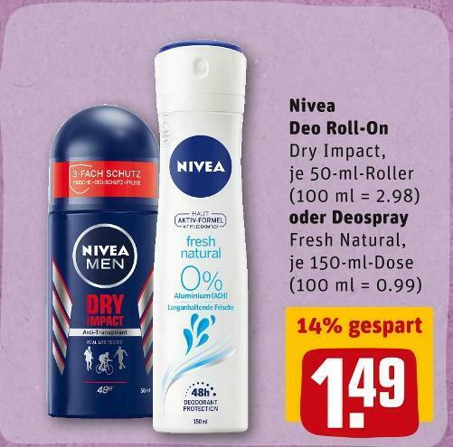 Nivea Deo Roll On Oder Deospray Angebot Bei REWE