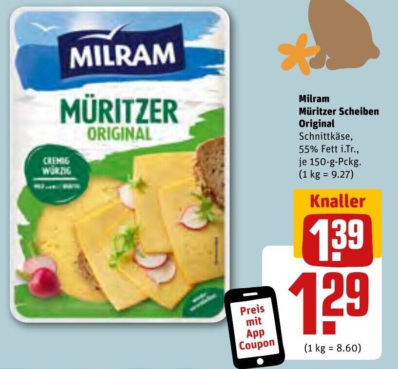 Milram Müritzer Scheiben Original 150 g Pckg Angebot bei REWE