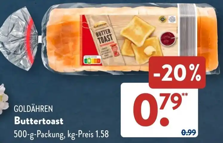 GOLDÄHREN Buttertoast 500 g Packung Angebot bei Aldi Süd