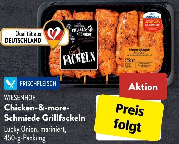 WIESENHOF Chicken More Schmiede Grillfackeln 450 G Packung Angebot