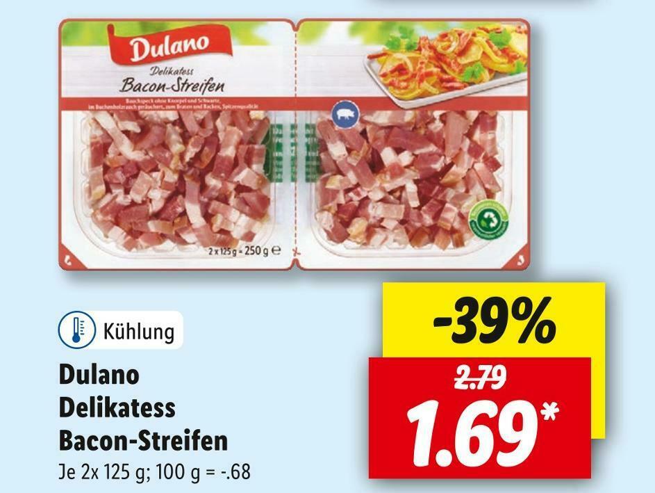 Dulano Delikatess Bacon Streifen Angebot Bei Lidl