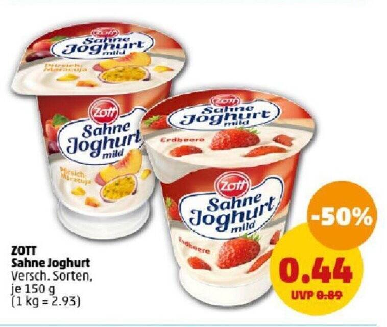 Zott Sahne Joghurtsahne Joghurt Versch Sorten Je G G Angebot