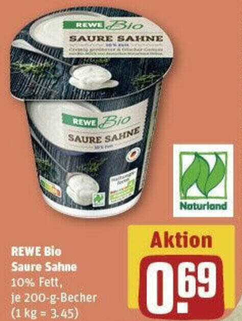 REWE Bio Saure Sahne 200 G Becher Angebot Bei REWE