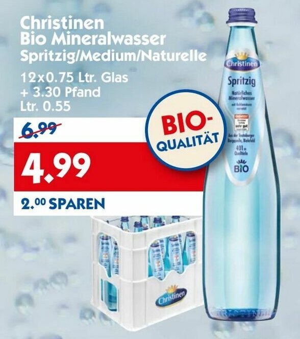 Christinen Bio Mineralwasser Spritzig Medium Naturelle X L Angebot