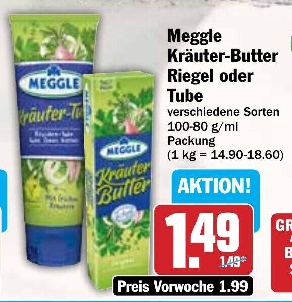 Meggle Kr Uter Butter Riegel Oder Tube G Ml Packung Angebot Bei Aez