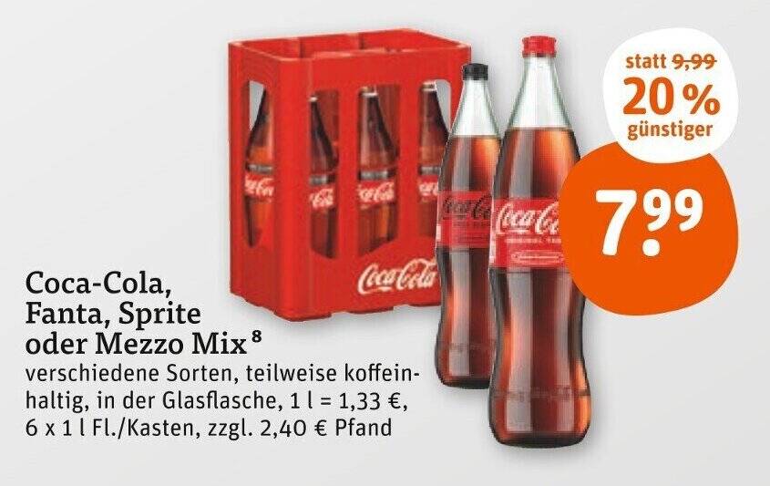 Coca Cola Fanta Sprite Oder Mezzo Mix X L Fl Kasten Angebot Bei