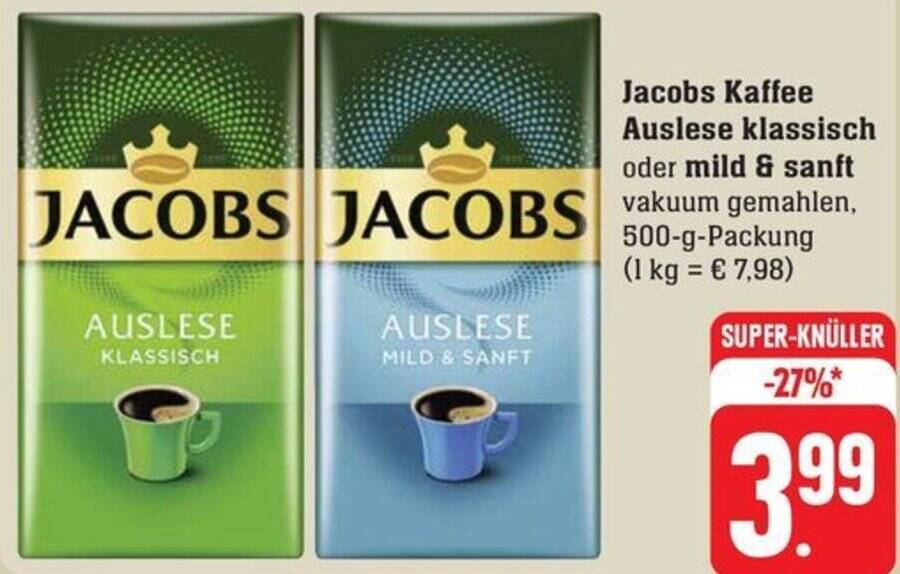 Jacobs Kaffee Auslese Klassisch Oder Mild Sanft G Packung Angebot