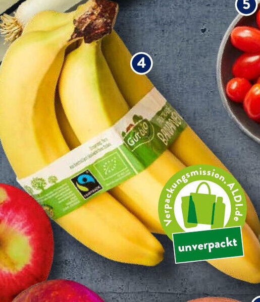 Fairtrade Bio Bananen lose Angebot bei Aldi Süd