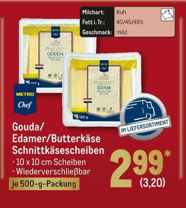 Gouda Edamer Butterk Se Schnittk Sescheiben Angebot Bei Metro