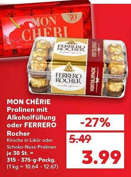 Mon Ch Rie Pralinen Mit Alkoholf Llung Oder Ferrero Rocher Angebot Bei