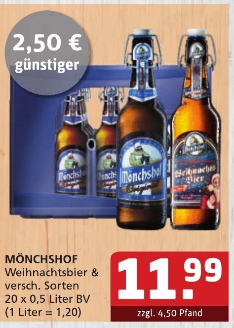 Mönchshof Weihnachtsbier 20x0 5L Angebot bei Getränke Quelle