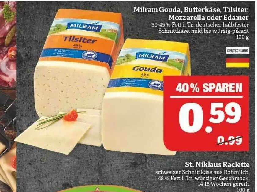 Milram Gouda Butterkäse Tilsiter Mozzarella Oder Edamer St Niklaus