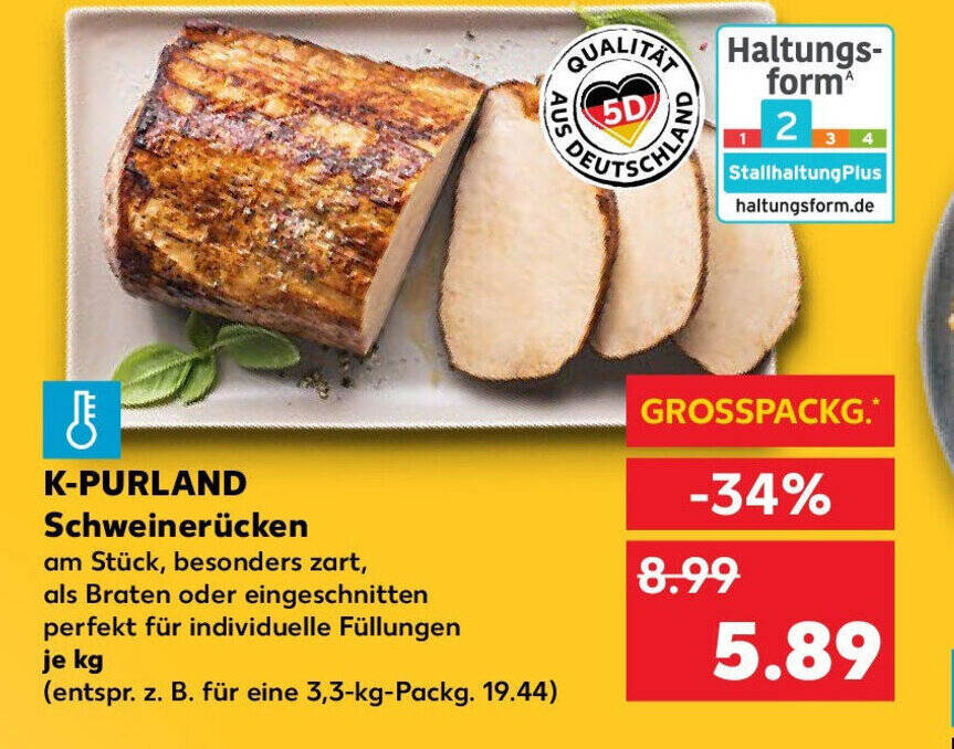 K PURLAND Schweinerücken 1 kg Angebot bei Kaufland