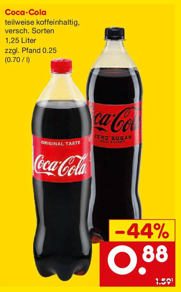 Coca Cola 1 25 l Angebot bei Netto Getränke Discount