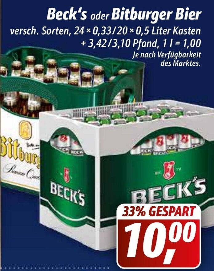 Beck S Oder Bitburger Bier X L X L Angebot Bei Simmel