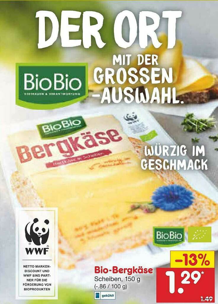 Bio bergkäse Angebot bei Netto Marken Discount