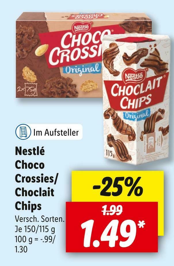 Nestlé choco crossies choclait chips Angebot bei Lidl