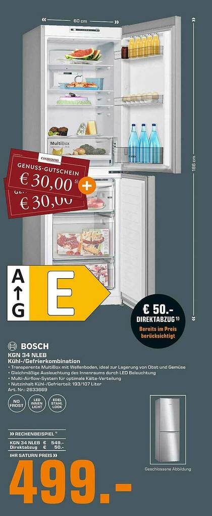 Bosch Kgn Nleb K Hl Oder Gefrierkombination Angebot Bei Saturn