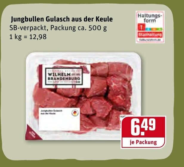 Jungbullen Gulasch Aus Der Keule 500g 1kg Angebot Bei REWE