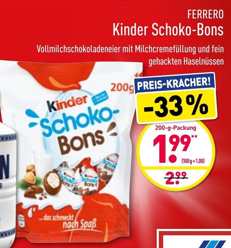 Ferrero Kinder Schoko Bons 200g Angebot Bei Aldi Nord