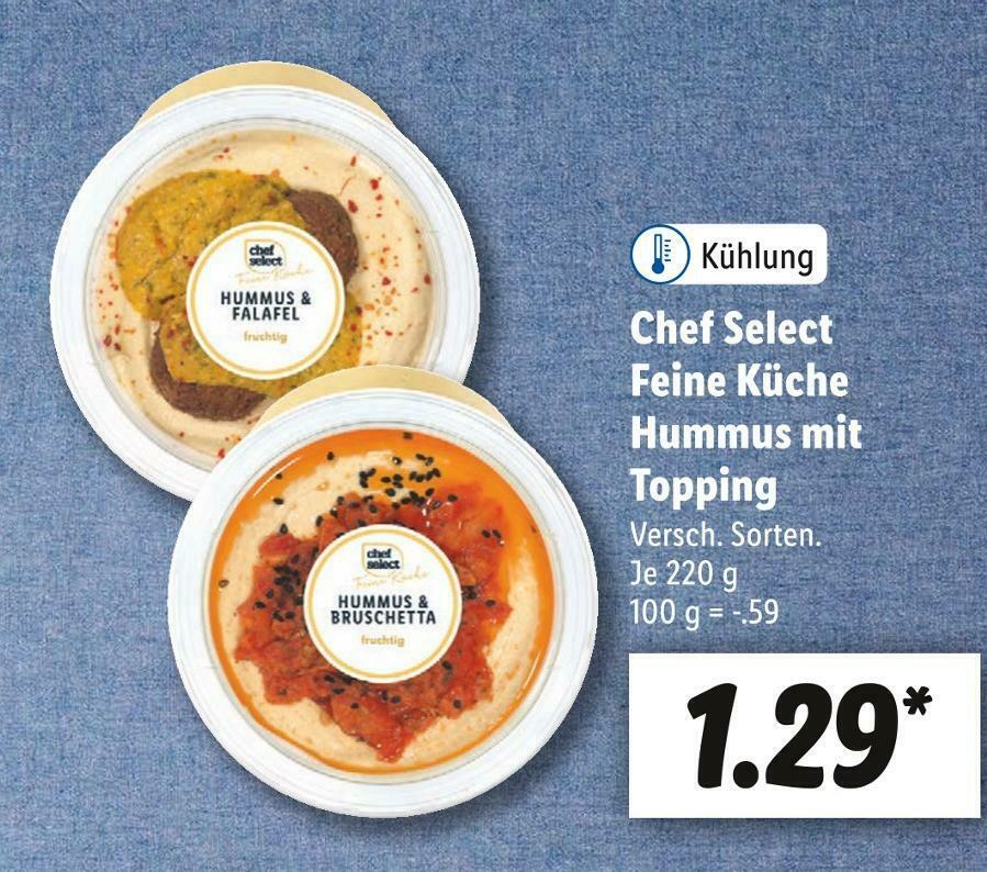 Chef select feine küche hummus mit topping Angebot bei Lidl