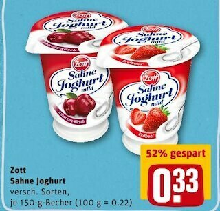 Zott Sahne Joghurt Angebot Bei REWE